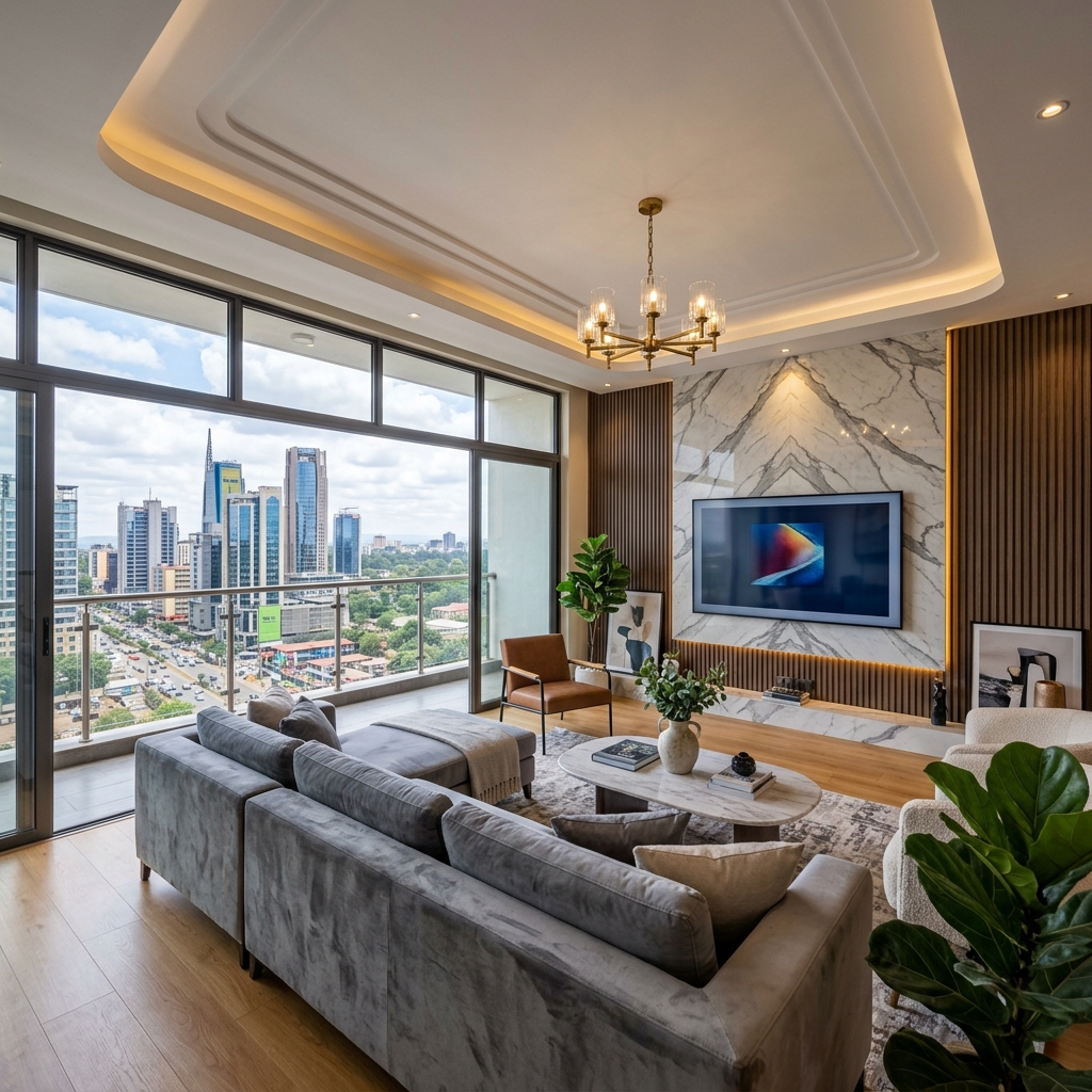Penthouse living room interior design Upperhill